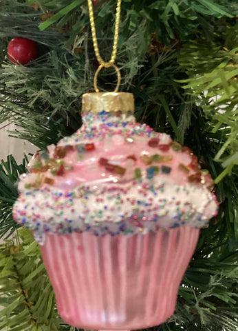 Pink Sparkly Cupcake Bauble